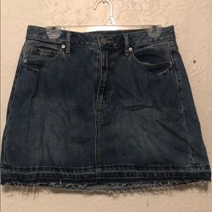 Denim raw hem skirt